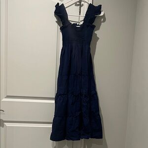 Hill House Navy Maxi Dress with Ruffle Straps